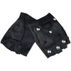 WHITE FANG Leather Gloves Fingerless Motorcycle Cycling Studded Rock Drive
