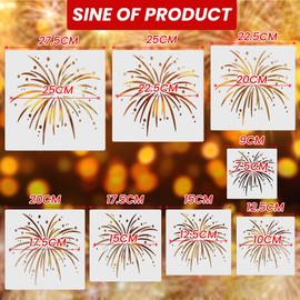 Stencils for Painting Reusable Plastic Stencil Crafts Drawing Templates Fireworks Stencils for Home Decoration Arts Paper Fabric Flag Windows(8 Sizes)