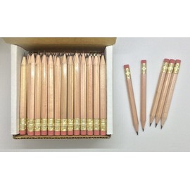 Half Pencils with Eraser - Golf, Classroom, Pew, Short, Mini - Hexagon, Sharpened, Non Toxic, #2 Pencil, Color - Natural, (Box of 48) Golf Pocket Pencils