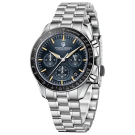 Pagani Design 1701 V6 Moon Wristwatch Homage Men's Quartz Chronograph Watches VK63 Movement Stianless Steel Construction 100M Waterproof Fashion Sport Watch (1701 Cyan V6)