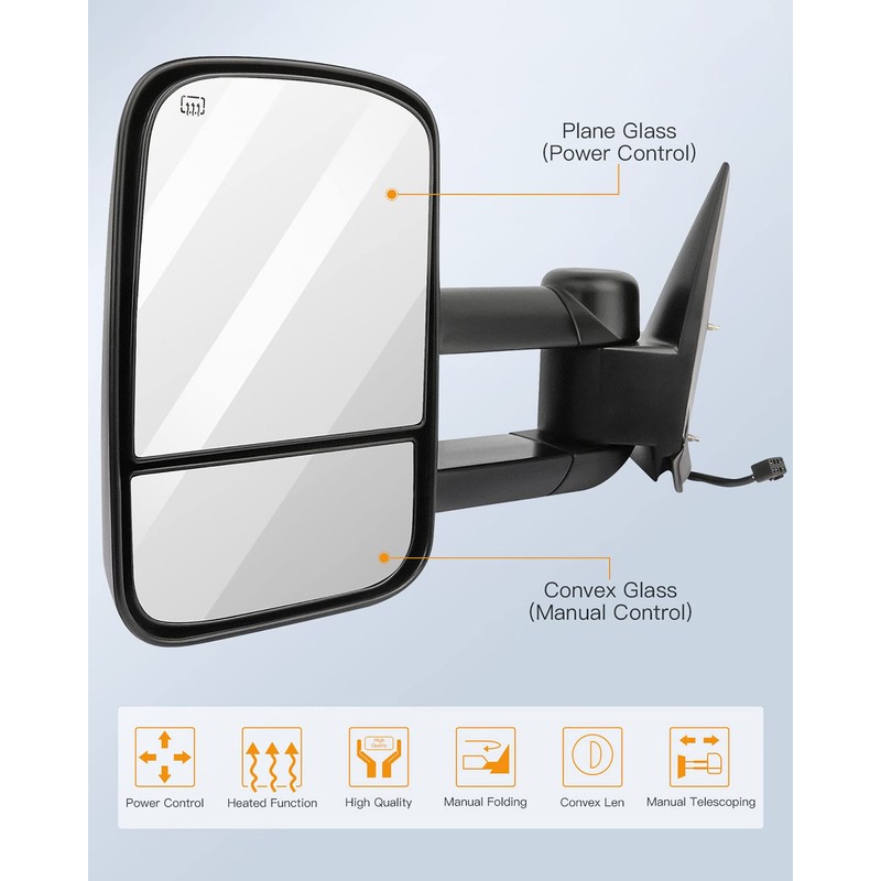 ITOPUP Towing Mirrors Fit 1999-2002 For Chevy Silverado 1500/2500 For