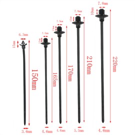 CHENJIN 50PCS Nylon Cable Ties Ten Each of Five Shapes Threaded Head Ties Push On Ties Car Clips Nylon Harness Clips Used to Manage Wires Cables Flexible Tubes