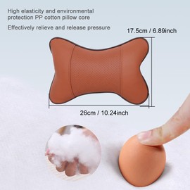 Car Seat Pillow, Car Neck Pillow, Car Seat Neck Support Pillow, Car Neck Pillows Headrest, Soft Leather Headrest, Car Headrest Pillow Suitable for Driving Home Office (Orange)