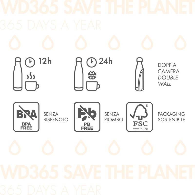 WD Lifestyle Stainless Steel Water Bottle -17 Fl Oz -