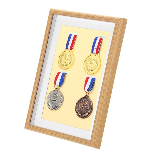 PATIKIL Medal Display Case, 4 Medals Display Frame Medal Shadow