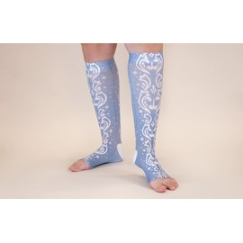 Lymphedivas Claire Medical Graduated Knee-High Compression Sock Pair 15-20mmHg for Women (Long Open-Toe X-Large)