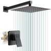 POP SANITARYWARE Matte Black Shower Faucet Set Bathroom Rainfall Mixer