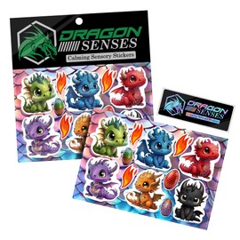 Dragon Grips Baby Dragon Calm Strips for Anxiety Sensory Stickers, 6 Pcs Cute Baby Dragon Sensory Strips Textured Stickers with Enhance Sensory Soothing & Calming Effect, Made in The USA, 2 Pk