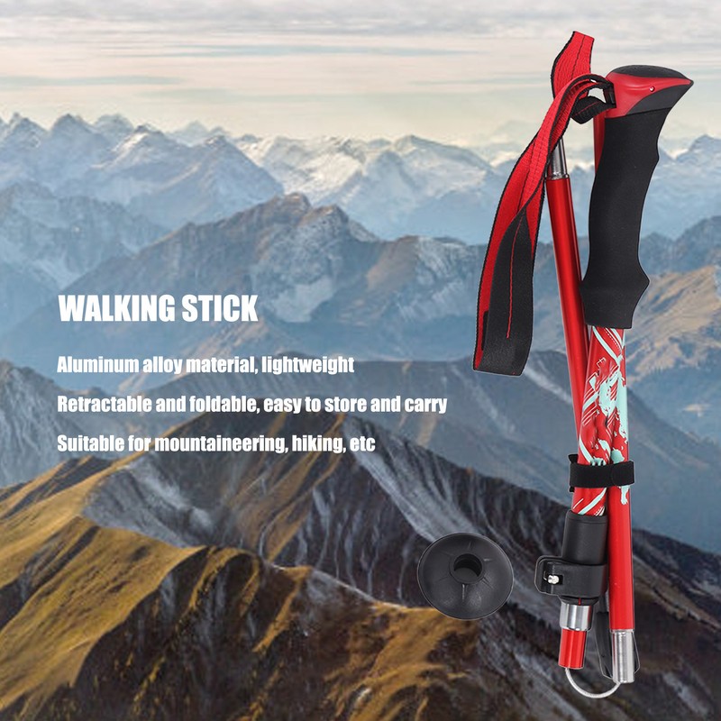 Hiking Pole Aluminium Alloy Telescopic Collapsible Multifunctional Outdoor Walking Stick