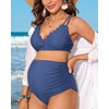 Charmo Maternity Scalloped Trim Bikini Set High Waist 2 Piece