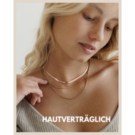 GD GOOD.designs Layering Chain – Waterproof Set of 3 Chains in 18K Gold, Rose Gold or Silver | Adjustable Figaro and Snake Chain - 316L Stainless Steel - Women's Necklace, Stainless Steel