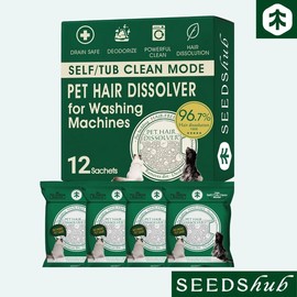 Seedshub Pet Hair Dissolver- Hair/ Pet Hair Remover,for Washing Machines, Pet Hair Removal, for dog and cat, Pet Owner Essentials, Washing Machine Cleaner, for Top and Front Load, deep cleaning, Deodorizer, Household Items, Home:_Pet Family Pack_12 Sachets/75g