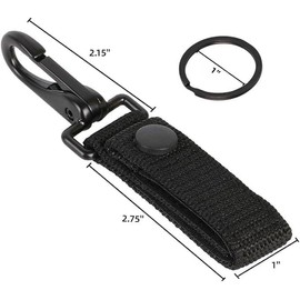 LuoQiuFa Heavy Duty Belt Keeper Clip Key Holder with Metal Snap and Nylon Molle Strap Suitable for Outdoor Sports (Black 2-pack)
