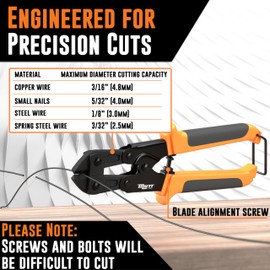 Mutt Tools 8" Mini Bolt Cutters – Heavy Duty CrMo Wire and Fence Cutter for Chain Link, Nails, Wire and Hooks – Compact Hook Cutter for Pros and DIY