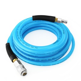 GASHER 1/4" x 7.5m Reinforced Polyurethane Air Hose, Maximum Working Pressure 1MPA,Composed of Brass and Blue PU Hose, Easy to Install