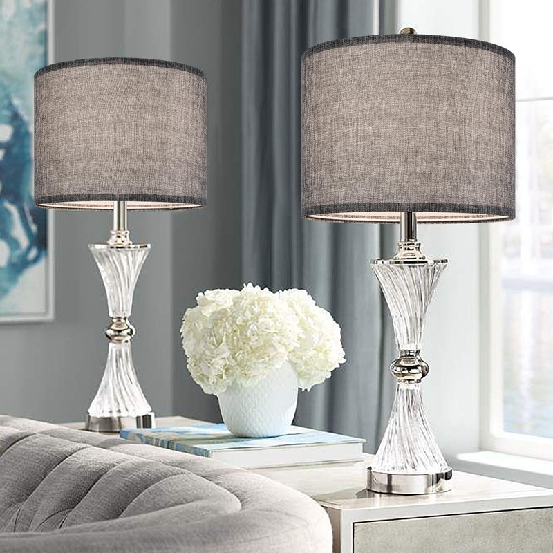 Gray Drum Lamp Shades Medium 13" Top x 13" Bottom