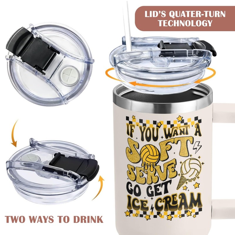 AT2Z GLOBAL Insulated Volleyball Tumbler, 40 oz, Double Wall Vacuum