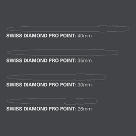 Target Darts Swiss Point Diamond Pro Dart Tips, Black, 35 mm