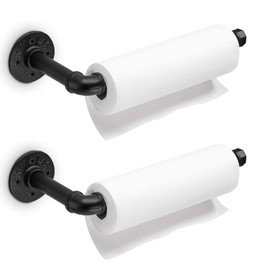 Industrial Pipe Kitchen Paper Towel Holder, Elibbren 2 Pack Heavy Duty DIY Industrial Rustic Wall Mount Paper Towel Ract for Kitchen Bathroom
