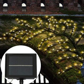 7.8 Ft Solar Vine Lights Waterproof Solar Vines for Outdoor, Garden, Wall Decor (Warm White)
