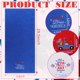 3 Pcs Patriotic Bath Hand Towels 13.8 X 29.5'' Embroidered 4th of July Independence Day Decorative Hand Towel 100% Cotton Fireworks Truck God Bless America Bathroom Towels Decor Housewarming Gifts