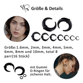 Longbeauty Acrylic Expander Snail/Expander Set, 0.6—10 mm Expander for Ear Piercing, Flesh Tunnel, Expander Plugs, no-metal-type