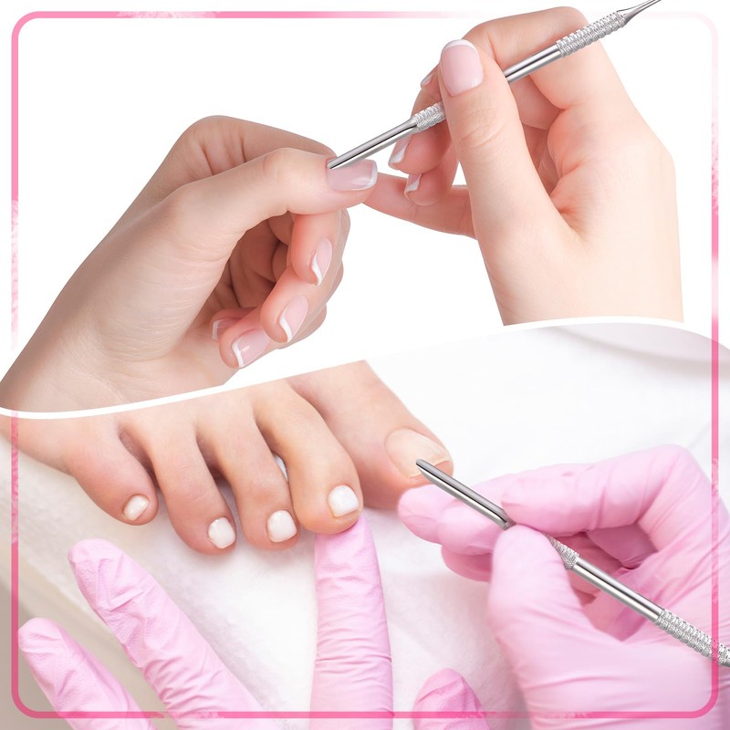2-in-1 Cuticle Sticks, Stainless Steel Cuticle Pusher Tool with 10
