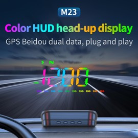 AMROOLOO Car Head-Up Display HUD Digital Speedometer GPS Speedometer Universal KMH and MPH with Compass Speeding Warning Multi-functional display USB interface Plug & Play for all vehicles