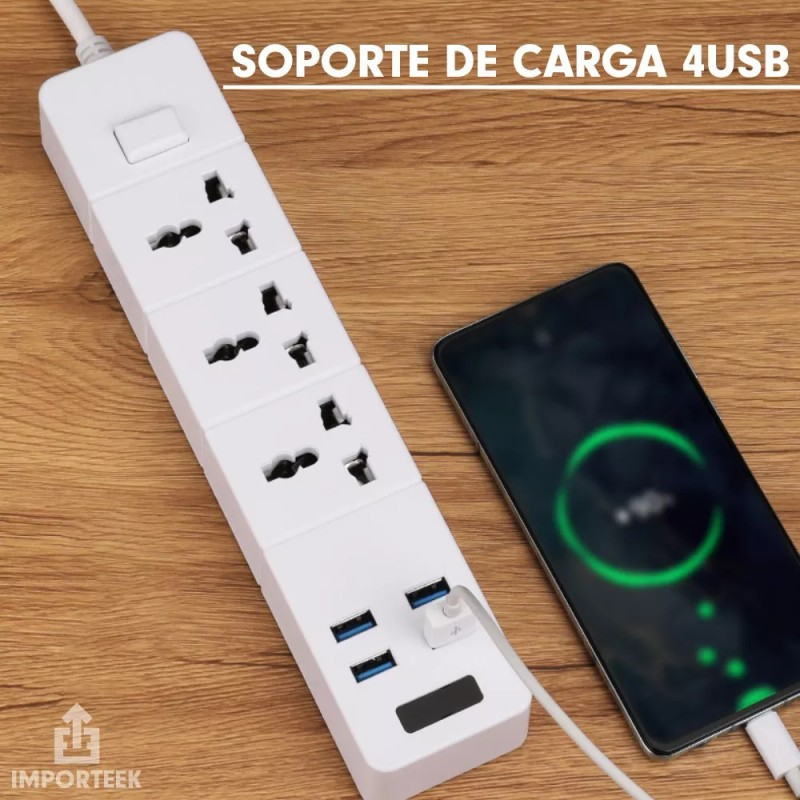 Importeek Multicontacto Cargador Barra Usb Supresor Picos Escritorio