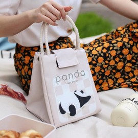LATERONON Lunch Bag for Women Large Capacity Leakproof Cooler Lunch Box for Men Insulated Reusable Lunch Box Containers for Kids Cute Tote Bags for Office, Picnic, School-Pink(PANDA2)