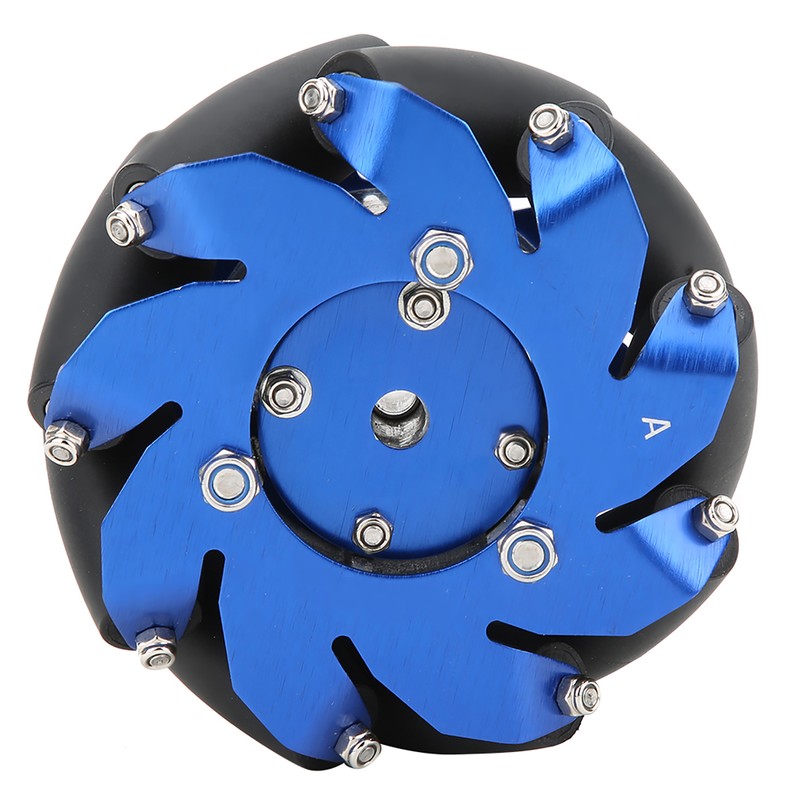 4in Mecanum Wheel Right Aluminum with TPU Rubber Rollers Industrial