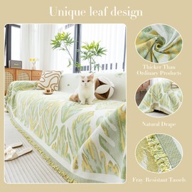 MDSASFD Floral Couch Cover Blanket, Botanical Couch Blanket Cover, Sofa Cover Blanket for Dog, Chenille Sofa Covers Washable, Medium Couch Covers for Recilner&Chair(1pc/Yellow/59×71")