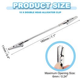 PATIKIL 20 Pcs Double Head Alligator Clip, Flexible Metal Long Hose Alligator Clip Memo Clips Strong Clip Picture Note Holders for DIY Photo Memo, Silver