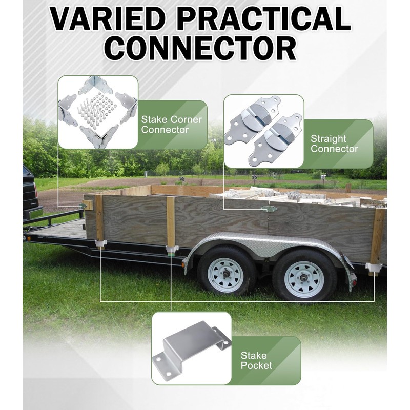 ELITEWILL 2 Sets Trailer Wood Panel Sides Straight Brackets, Latch