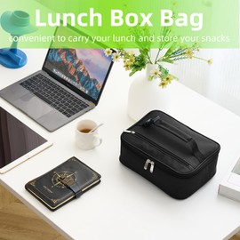 Neverwhy Small Lunch Box Insulated Lunch Bag for Women Men, Bento Kids Lunch Box, Compact Portable Thermal Meal Cooler Bags with Buckle Handle for Work & School, Black 5L