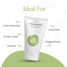 Dermavive Hydrating Facial Cleanser, Soap-Free Gentle Cleanser with Colloidal Oatmeal & Vitamin E, Soothes & Moisturizes Sensitive & Dry Skin, Suitable for All Skin Types, 120ml (4.05oz)