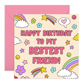 Central 23 Friends Birthday Card - To My Bestest Friend - Bestie Bff - Doodle - Best Friend Birthday Card Female - Greeting Card For Colleagues Her - Comes With Stickers