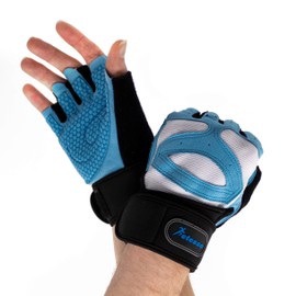 Actesso Weight Lifting Gloves with Wrist Strap (PAIR) - for Gym Training for Men & Women in Sky Blue (Sky Blue, Small)