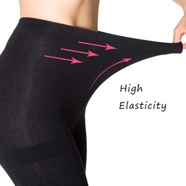 MANZI 2 Pairs 400D Women's Black Thermal Warm Winter Fleece Tights(X-Large)