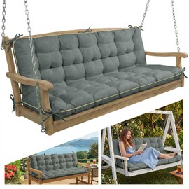 Oxford Fabric Swing Cushions with Backrest & Tie Straps for Patio Bench