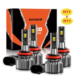 ENJOYAKOM 12000K H11 H9 LED Headlight Super Bright Bulbs Kit  White 330000LM High/Low Beam