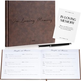 Funeral Guest Book - Celebration of Life Guest Book with Rollerball Pen for Memorial Service - Funeral Memory Sign in Books for Over 300+ Guests - Funeral Decorations with In Loving Memory Table Sign