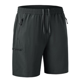 JHMORP Men's Outdoor Hiking Shorts Lightweight Quick Dry Fit Work Fishing Sports Athletic Shorts with Zippered Pockets (Dark Gray,CA XL)