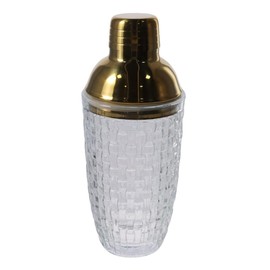 gifthub 13.4 Ounce Glass Cocktail Shaker with Leakproof Metallic Steel Lid and Strainer for Home or Bar Use(Gold)