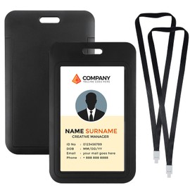 Oruola ID Badge Holder, Vertical Plastic Holder with Lanyards, Clear Window for Office, School, Factory, Hospital, ID Cards, Credit Cards, Driving Licenses and Passports, 2
