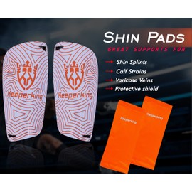 Keeperking Shin Pads Football for Adults Youth Children Football Socks Shin Guard Men Boys Girls Football with Padded Ankle Protection Equipment (S, Orange)