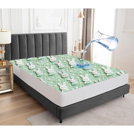 Sufdari Queen Mattress Protector,Waterproof Mattress Protector,Fitted Sheet Style Mattress Cover with 18" Deep Pocket,Washable and Comfortable-Rabbit,Queen