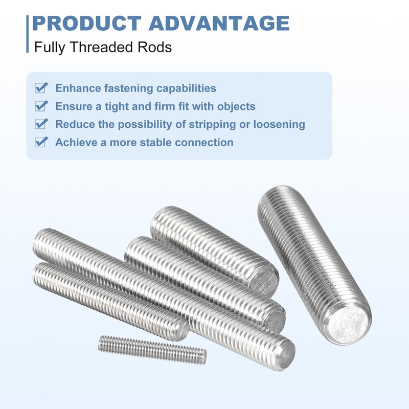 sourcing map 2Pcs M6-1.0x180mm Fully Threaded Rods, Threaded Rods Bar