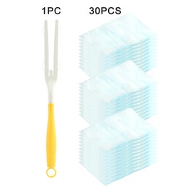 30Pcs Duster Refill, 180° Heavy Duty Multi-Surface Duster Replacement with 1 Standard Handle for Home Office Furniture(Color:Yellow)