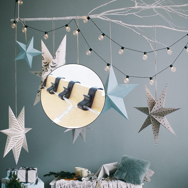 100 PCS Gutter Hooks Plastic Light String Hooks Black S